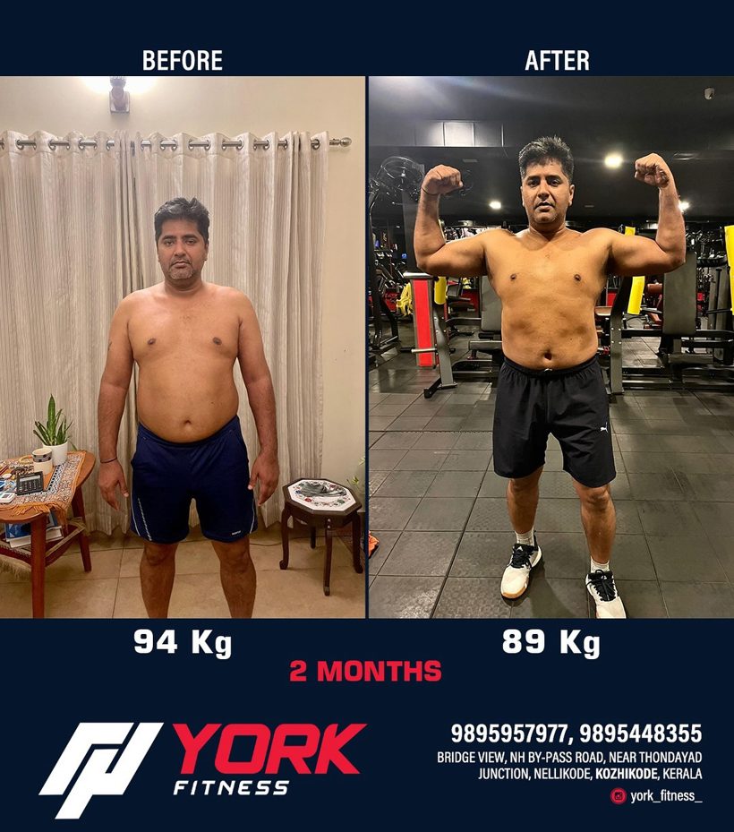 York Fitness member transformation, 94 kg to 89 kg in 2 months